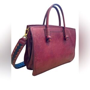 Vintage Burgundy Bag Fossil Autumn Leather Braided Strap